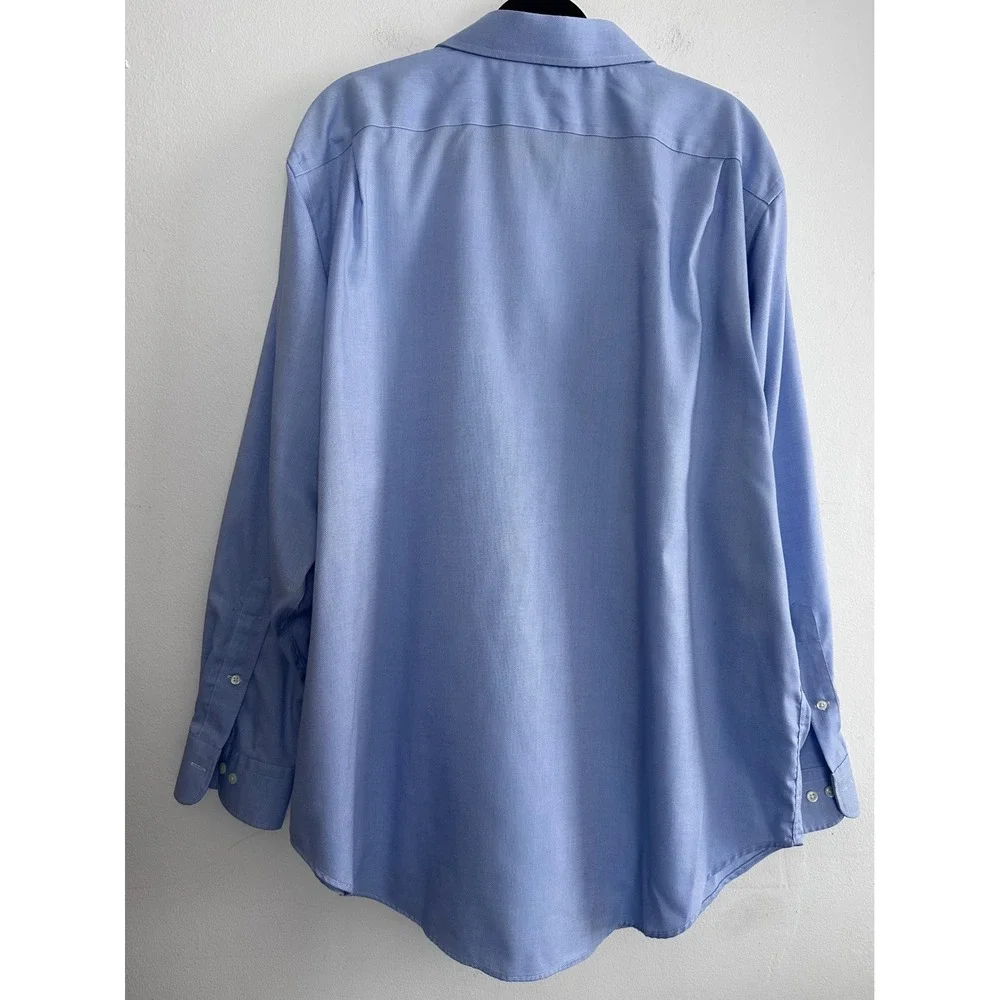 Lauren Ralph Lauren Mens Dress Shirt Light Blue Non Iron 17.5 34/35 Cotton Twill